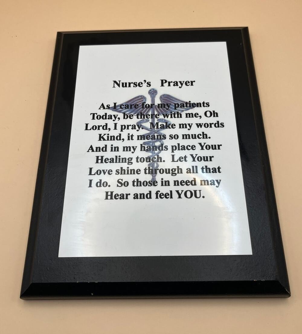 Nurse's Prayer Wall Plaque Black Wood Caduceus Inspirational Nurse Gift My Way